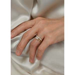 Bague en or 14 carats Sophia avec diamant 1-6 carats, formes émeraude/poire/ronde, pour fiançailles - Product Image 4