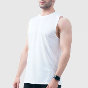 Ropa de calle Cuello redondo 100% Algodón Sin mangas Gimnasio Lavado con ácido Parche bordado desgastado Logotipo personalizado Camisetas sin mangas Hombres - Product Image 6