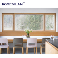 Ventana Abatible de Aluminio con Acabado de Madera Rogenilan, Ventana de Doble Cristal con Persianas