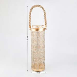 Handmade <b>Large</b> Metal Moroccan <b>Candle</b> Holder Lanterns Antique Look with Rope Handles Decorative Lanterns - Product Image 4