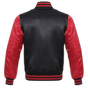 Wholesale Men's Custom Logo Satin Varsity Jacket with Stand Collar and Ribbed Cuffs CollegeBaseballjacket for men - Product Image 2