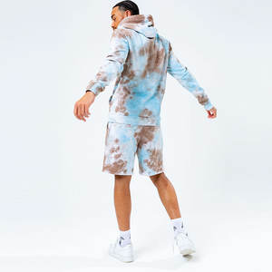 Venta al por mayor de fábrica para hombre Tye Dye personalizado 100% algodón Sudadera con capucha Fitness fabricación bordado hombres Sudadera con capucha conjuntos cortos - Product Image 5