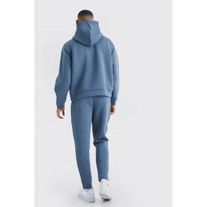 Chándales gruesos con capucha y logotipo personalizado para hombre, traje de entrenamiento deportivo para gimnasio con pantalones con capucha de dos piezas, conjunto de chándal de invierno - Product Image 4