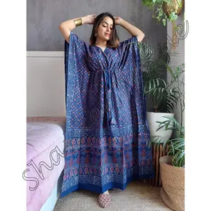 Indische Frauen Kaftan gedruckt Kaftan Maxi kleid Plus Size Tunika Caftan Baumwolle Kaftan Kleid Free Size Body Cover Up Long