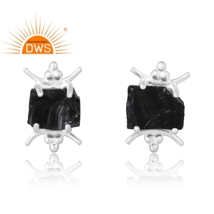 Pendiente de piedra preciosa de obsidiana negra Natural de Plata de Ley 925, joyería personalizada para mujer, regalo para ella - Product Image 1