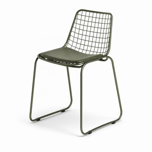 Silla de Comedor de Alambre Metálico WILLOW, Color Personalizado con Recubrimiento en Polvo |   Muebles de Exterior para Restaurantes Industriales |   Asiento Acolchado para Cafetería o Bistro - Product Image 1