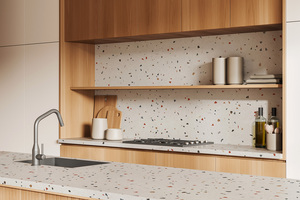 Plans de travail personnalisés pour cuisines et salles de bain en quartz Calacatta, comptoirs préfabriqués en pierre de Carrara Calacata pour projets hôteliers, terrazzo - Product Image 1