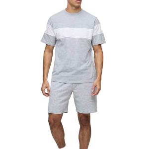 Ensemble de survêtement deux pièces patchwork respirant à séchage rapide pour homme grande taille avec logo personnalisé, manches courtes et short de sport – Collection été 2026 - Product Image 1