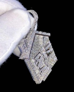 Pendentif Fleur Rose Personnalisé en Moissanite et Diamants Sertis, Bijoux Hip Hop pour Femme, Design Floral, Qualité VVS, Coupe Excellente, Bling N - Product Image 3