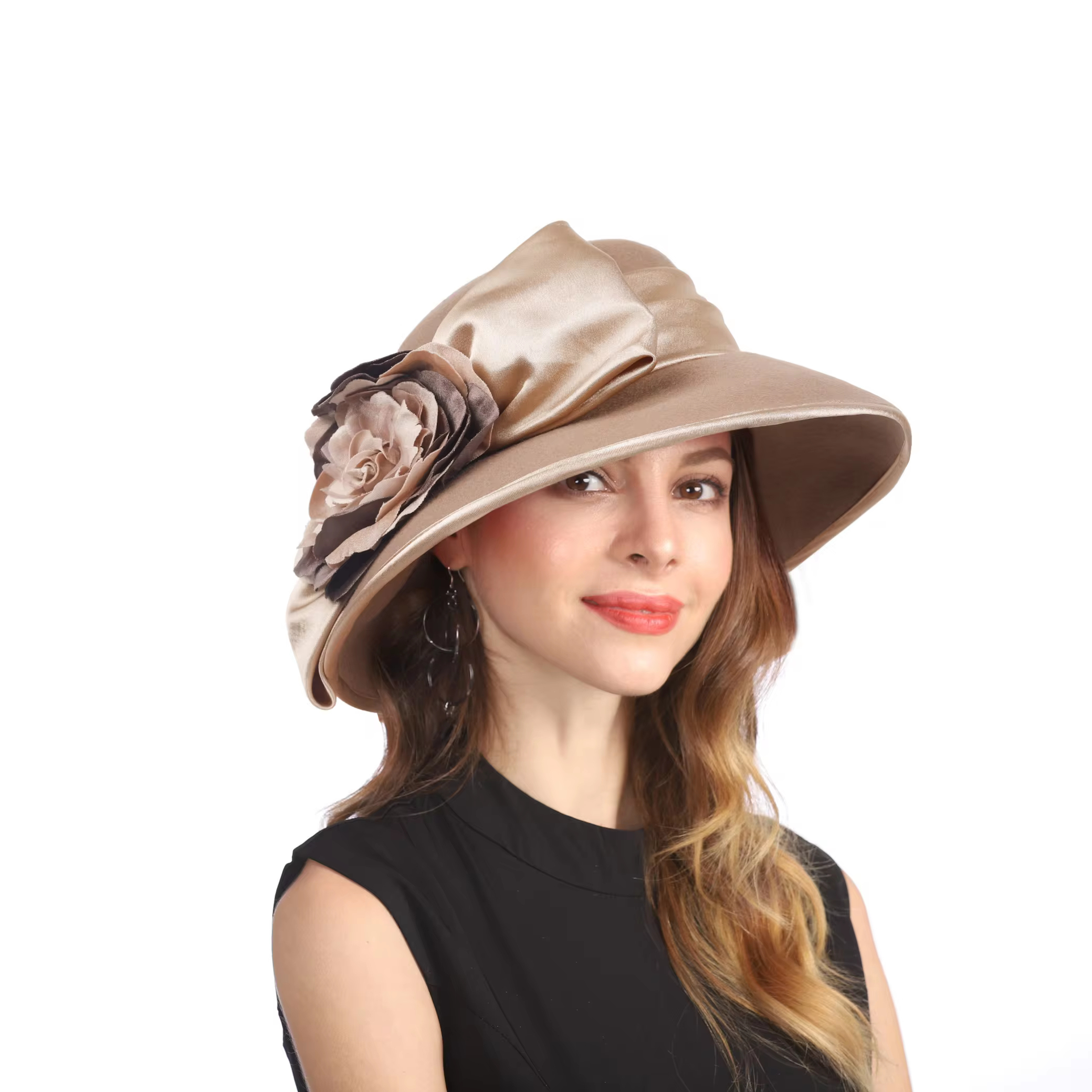 Wool Bucket Hat Vintage Floral Winter Dress Hat Women Beret Hat French Vintage Floral Wool Dress Cloche  main image 3