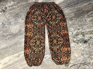 Sarouel bohème en soie pour femme, pantalon large en soie à imprimé floral, pantalon en soie pure 100%, pantalon de yoga en soie Boho Hippie, - Product Image 3