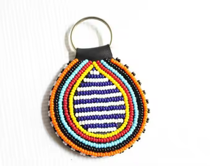 Colorido moda mujer pendiente hecho a mano con cuentas llavero hojas patrón diamantes piedra hoja semilla llavero con cuentas por glowin fashion - Product Image 6