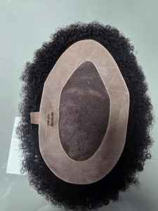 Peluca de tupé de pelo bangladesí estilo Yaki mono rizado para prótesis indias y Afro - Product Image 2