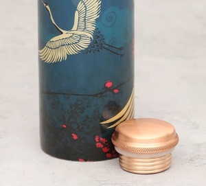 Custom Print & Logo Handcrafted Pure Copper Water Bottle with Lid Sports Camping Gym Use Direct <b>Accessory</b> Yoga Drinking Water - Product Image 4
