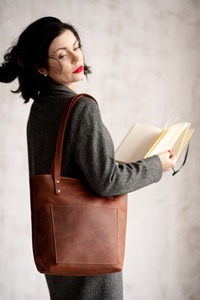 Bolso de cuero con cremallera para portátil Bolso de cuero personalizado Pequeño - Product Image 2