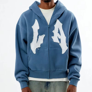 เสื้อฮู้ดผ้าฝุ่นแอซิดพร้อมโลโก้ออกแบบได้ตามต้องการ - Product Image 1