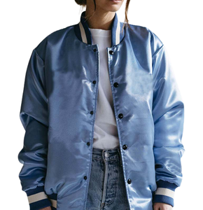 Dames veste universitaire en satin veste Bomber universitaire en satin à col d'hiver personnalisé OEM pour hommes coupe-vent en satin de soie confort - Product Image 5