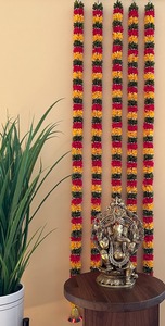 Handmade Flower Fabric Garlands Pooja Room Decor Hanging Set Wedding Backdrops Hangings Fabric Latkan Diwali Toran Mayoon Decor - Product Image 2