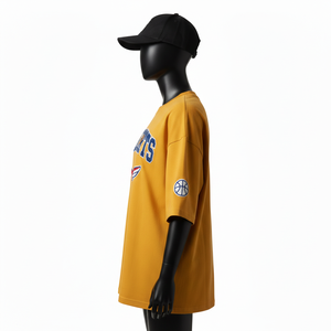 เสื้อยืดทรงบ็อกซี่สำหรับผู้หญิง ผ้าคอตตอนเจอร์ซีย์พรีเมียม 180 GSM ทรงบ็อกซี่ สีมัสตาร์ด ปักลายโลโก้ตามสั่ง เสื้อยืดผ้าฝ้ายสำหรับผู้หญิง - Product Image 3