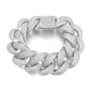 Bracelet pour homme style hip hop cubain en or 14K Bracelet chaîne et maillons en diamant de laboratoire - Product Image 2