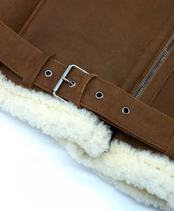 เสื้อแจ็คเก็ตหนังเทียมขนแกะสีน้ำตาลสำหรับผู้หญิง, แจ็กเก็ตแฟชั่นลำลองบุนุ่มให้ความอบอุ่นสำหรับฤดูหนาว - Product Image 5