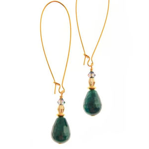 Pendientes Colgantes con Forma de Gota de Piedra Aventurina Verde de Aspecto Elegante, Engaste de Latón, Regalo de Aniversario de Bodas, Joyería - Product Image 1