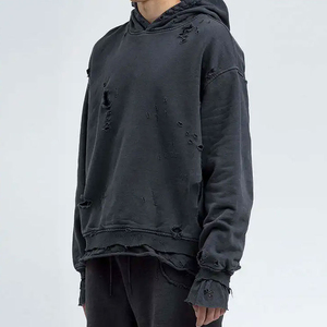 Vente en gros de sweatshirts à capuche délavés personnalisés surdimensionnés de haute qualité sweatshirts en éponge française sweatshirts à capuche vintage pour hommes - Product Image 2