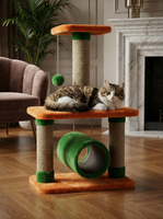 Tempat Tidur Kucing Amistar Classic Velvet Tunnel Berkualitas Tinggi dengan Bahan Jute 3 Tingkat Ramah Lingkungan Tahan Lama untuk Kucing Semua Ukuran