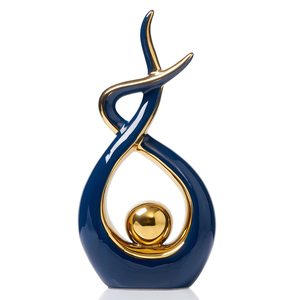 Pièce maîtresse de luxe pour la décoration intérieure, sculpture abstraite moderne, finition dorée, accent de table, figurine décorative haut de gamme, art contemporain - Product Image 6