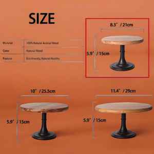 Wood Cake Dessert Stand with Black Matt Base Round Cupcake Holder Wedding Birthday Party Pedestal Display Plate <b>resin</b> <b>epoxy</b> mold - Product Image 3