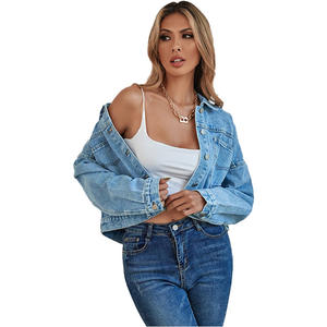 Chaquetas vaqueras informales de moda más vendidas, Chaquetas vaqueras desgastadas informales teñidas de color sólido, Chaquetas vaqueras para mujer, Chaquetas vaqueras con botones Premium - Product Image 5