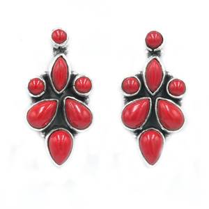 Pendientes de Plata de Ley 925 con Coral Natural y Diamante de Corte Princesa, Joyería Fina con Piedras Preciosas, Regalo para Niñas y Mujeres E0652-GS - Product Image 3