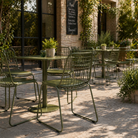 Silla de Comedor de Alambre Metálico WILLOW, Color Personalizado con Recubrimiento en Polvo |   Muebles de Exterior para Restaurantes Industriales |   Asiento Acolchado para Cafetería o Bistro