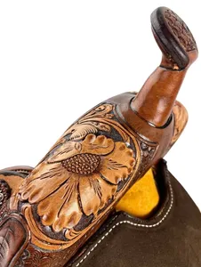 Western Saddle Tack Nuevo diseño Barril de cuero genuino Racing Horse Saddle Tamaño 10-18 pulgadas Tarifa al por mayor India - Product Image 4