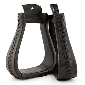 Venta caliente estribos de cuero atados a mano estribo de campana profunda Rancho montar aluminio ligero salto libre conducción cómoda - Product Image 2