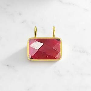 925 Argent Rectangle Facettes 10x14 MM Grenat Gemstone Double Bail Charme Pendentif Bijoux Pour Femmes - Product Image 1