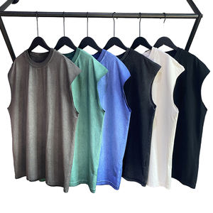 Débardeurs sans manches personnalisés 100 % polyester à col montant en sergé pour hommes et unisexe, gilet de sport d'été pour la gym, boutonné, délavé à l'acide, côtelé - Product Image 1