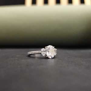Luxury Three Stone Elegant Oval Cut Moissanite Engagement Ring In 18KT Solid Gold Unique Design for <b>Your</b> <b>Loved</b> One - Product Image 3