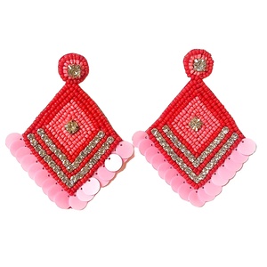 Perle de rocaille brodée classique ethnique plaqué argent boucles d'oreilles de haute qualité dernière conception inde cadeau de fête fait main pour les femmes - Product Image 1
