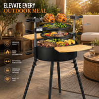Barbecue argentin Santa Maria moderne sur mesure OEM ODM en acier inoxydable avec grille relevable, robuste, pour charbon et bois