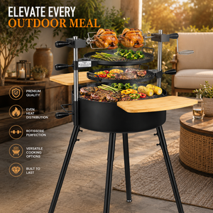 Barbecue argentin Santa Maria sur mesure OEM ODM en acier inoxydable avec grille relevable, robuste, pour charbon de bois et feu de bois, avec rôtissoire - Product Image 1