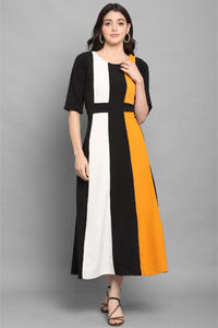 Robe lourde importée pour femmes avec une coupe régulière entièrement extensible et une robe évasée - Product Image 2