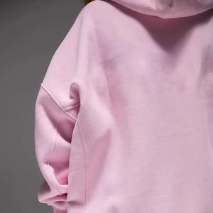 Pull-over surdimensionné de luxe personnalisé à la mode Sweat à capuche rose épais en coton polaire Baggy rose à capuche vierge pour femmes - Product Image 3
