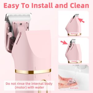 Mini afeitadora eléctrica de doble cuchilla para mujer, recortadora impermeable IPX7, removedor de vello nasal para rostro, idioma de operación alemán, lavable - Product Image 3