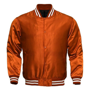 Veste universitaire en satin noir souple personnalisée: Blouson bombardier en satin à sublimation - Product Image 1