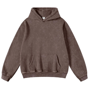 High Quality <b>Material</b> Customized Men Acid Washed Hoodies Heavyweight Drop Shoulders New Streetwear Style Long Pullover Hoodies - Product Image 2