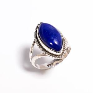 Elegante anillo de lapislázuli Plata de Ley 925 hecho a mano Marquesa corte joyería de piedras preciosas - Product Image 6