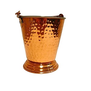 Balti de cobre recubierto tradicional de fabricación india para donaciones de templos, almacenamiento de agua ritual y decoración disponible para la venta - Product Image 2