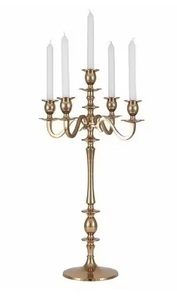 Candelabro de 5 brazos con acabado en plata brillante de diseño exclusivo, portavelas de aluminio y Metal, decoración de mesa de boda para decoración del hogar - Product Image 6