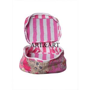 Vanity Delight Cotton 3-Piece Zipper Closure Eco-Friendly Cosmetic <b>Bag</b> Set Glamorous Soft Touch Pouches - Product Image 2